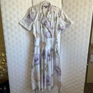 Vintage Carol Anderson Women’s Pastel Floral Button Front Midi Dress Size 13